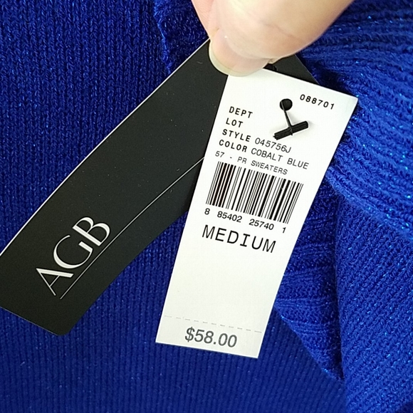 NWT AGB Sparkly Tunic Sweater in Cobalt Blue! - Picture 4 of 6